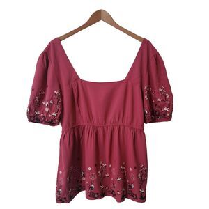 NWT BoxLunch Disney Mulan Cherry Blossom Women's Smock Top Blouse Rayon Size XL